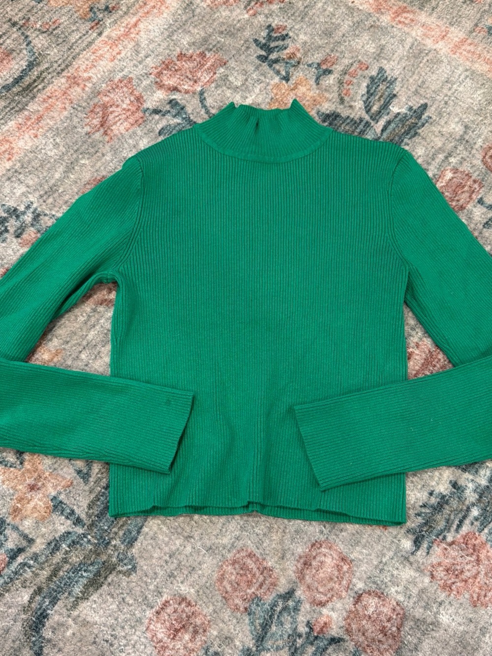 H&M Emerald Green Ribbed Turtleneck Sweater